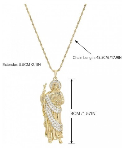 18K Gold Plated San Judas Pendant Necklace for Women Catholic Religious Christian Jewelry for Teen Girls Gifts for Her Yellow...