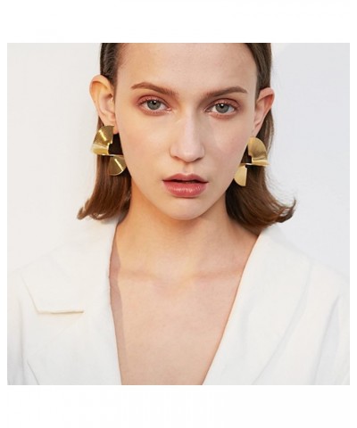 Exaggerated Geometric Earrings Statement Drop Earrings Punk Gold Sectored Twisted Earring Fashion Jewelry Gold $11.20 Earrings