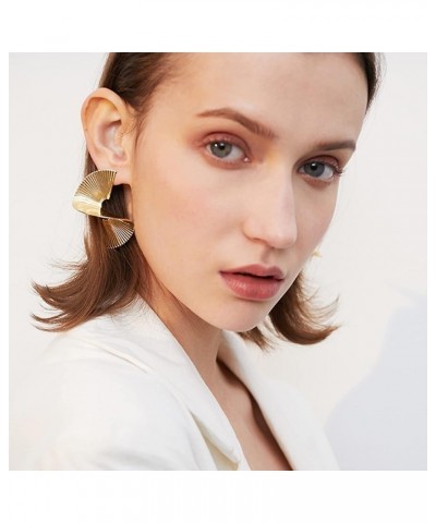 Exaggerated Geometric Earrings Statement Drop Earrings Punk Gold Sectored Twisted Earring Fashion Jewelry Gold $11.20 Earrings