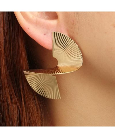 Exaggerated Geometric Earrings Statement Drop Earrings Punk Gold Sectored Twisted Earring Fashion Jewelry Gold $11.20 Earrings