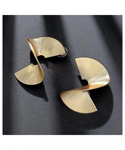 Exaggerated Geometric Earrings Statement Drop Earrings Punk Gold Sectored Twisted Earring Fashion Jewelry Gold $11.20 Earrings