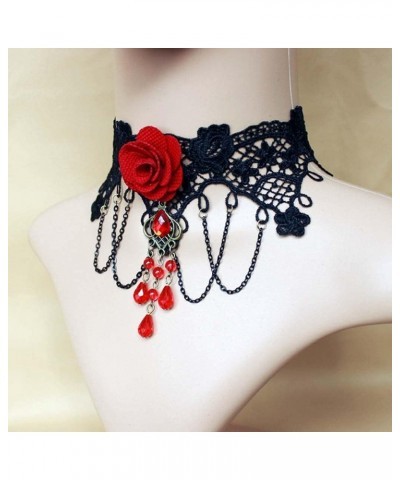 3PCS Choker Lace Necklace with Earring Set Punk Party Gothic Vintage Handmade Victorian Steampunk Retro Gears Lace Vampire fo...