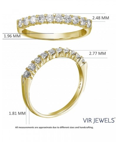 1/2 carat (ctw) Diamond Wedding Anniversary Band for Women, Round Diamond Engagement Ring 14K Yellow Gold 10 Stones Prong Set...