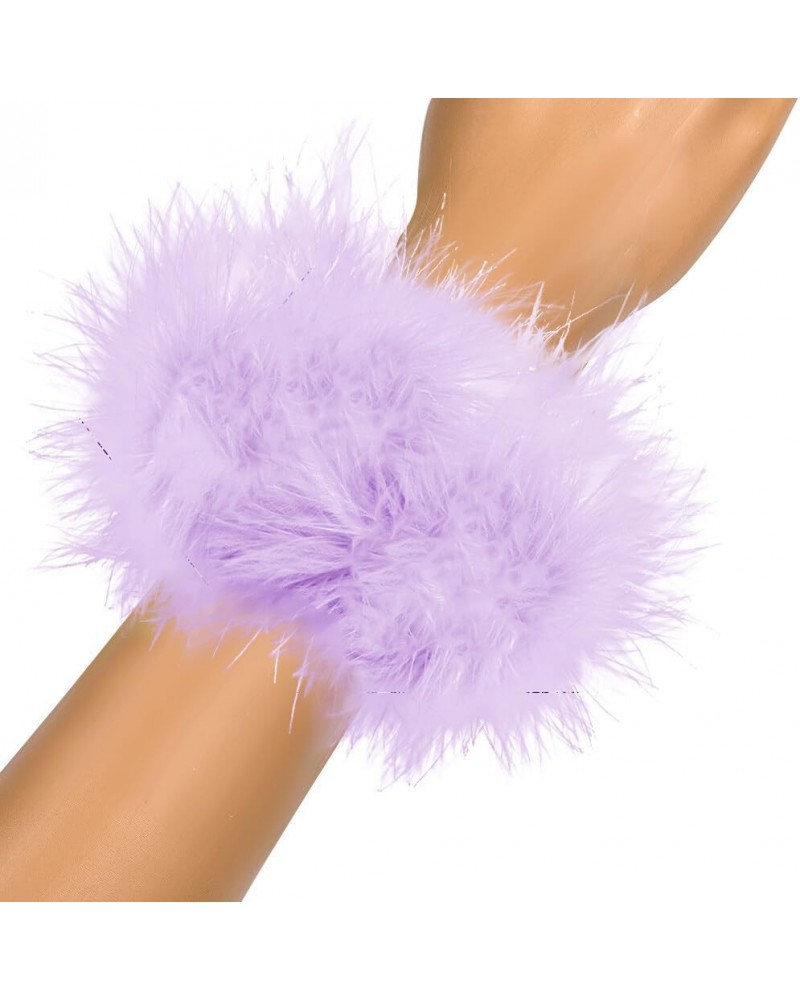 Women's Feather Slap Bracelets, Furry Turkey Feather Cuffs Slaps on Feather Bracelets Circle Slap Ring Cuff Sleeves for Women...