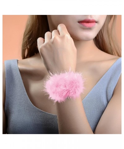 Women's Feather Slap Bracelets, Furry Turkey Feather Cuffs Slaps on Feather Bracelets Circle Slap Ring Cuff Sleeves for Women...