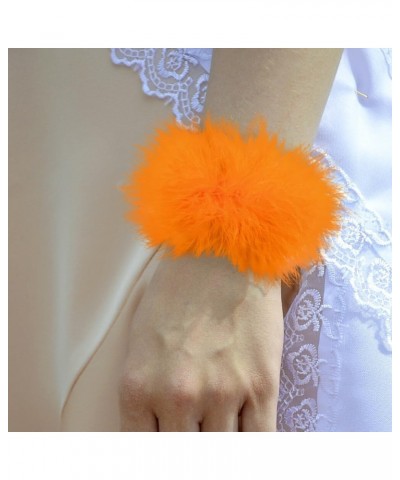 Women's Feather Slap Bracelets, Furry Turkey Feather Cuffs Slaps on Feather Bracelets Circle Slap Ring Cuff Sleeves for Women...