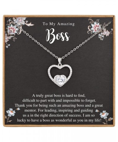 Boss Gifts for Women Christmas, Gift for Boss Female, Silver Heart Necklaces for Women Boss, FLN06A $6.62 Necklaces