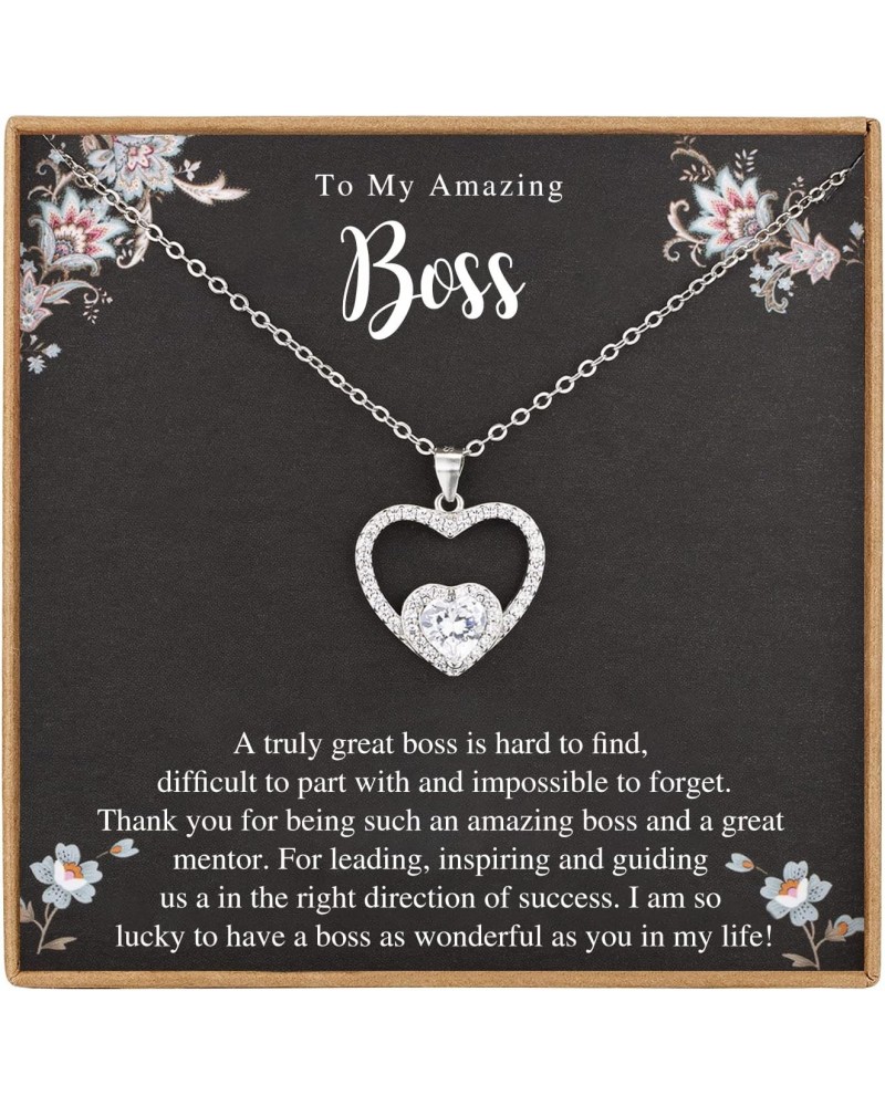 Boss Gifts for Women Christmas, Gift for Boss Female, Silver Heart Necklaces for Women Boss, FLN06A $6.62 Necklaces