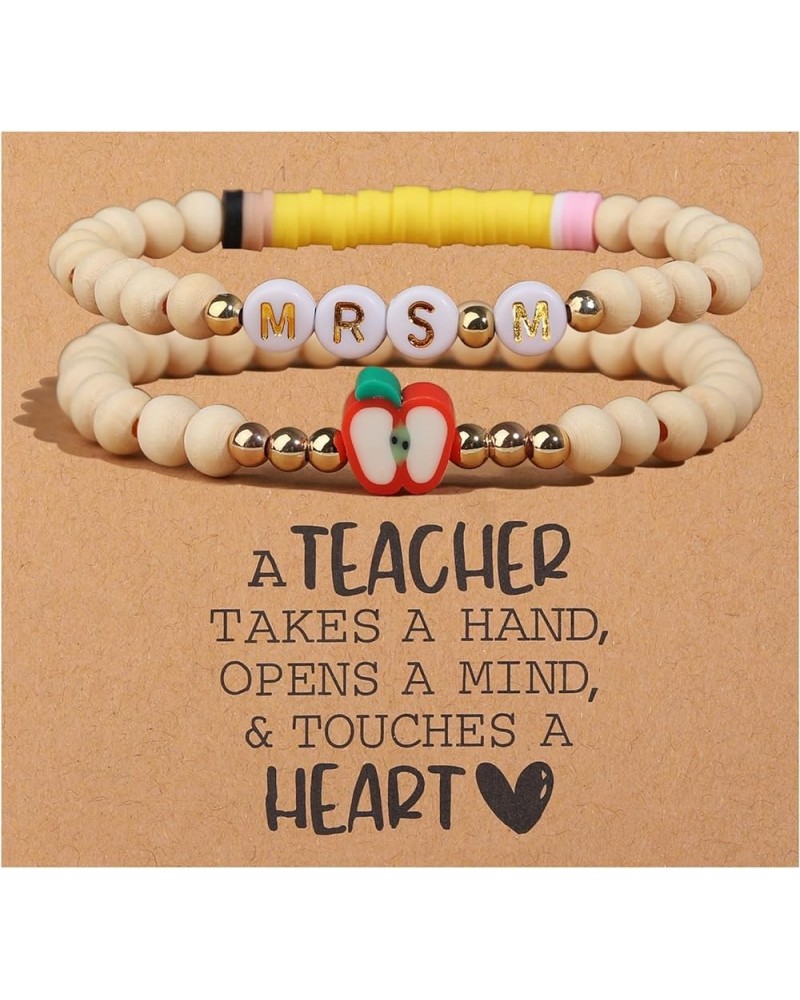 Teacher Appreciation Bracelets Gifts for Women, 2 Pcs Personalized Teacher Bracelets Gifts, Teachers' Day Birthday Christmas ...