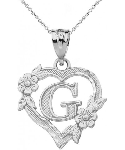 10k Initial Heart Pendant Necklace for Women in White Gold 20.0 Inches G $40.79 Necklaces