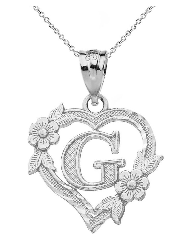 10k Initial Heart Pendant Necklace for Women in White Gold 20.0 Inches G $40.79 Necklaces