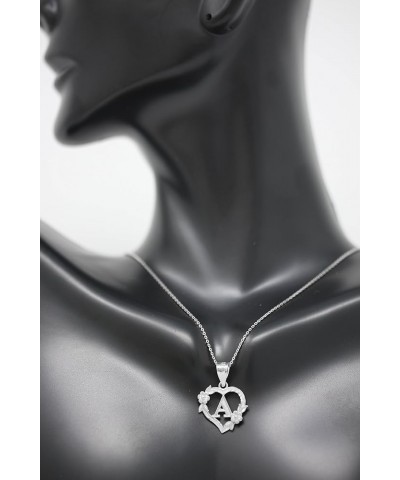 10k Initial Heart Pendant Necklace for Women in White Gold 20.0 Inches G $40.79 Necklaces