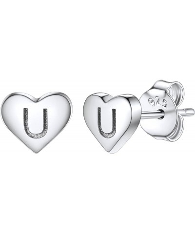 925 Sterling Silver Heart Letter Stud Earrings for Women Initial Earring for Girls with Gift Packaging U $10.06 Earrings