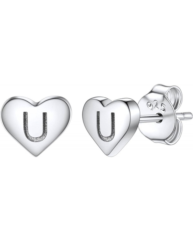 925 Sterling Silver Heart Letter Stud Earrings for Women Initial Earring for Girls with Gift Packaging U $10.06 Earrings