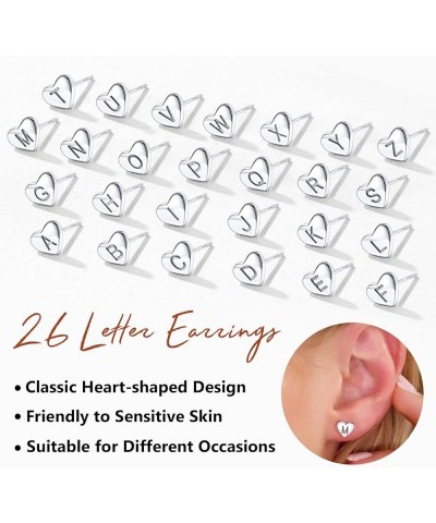 925 Sterling Silver Heart Letter Stud Earrings for Women Initial Earring for Girls with Gift Packaging U $10.06 Earrings