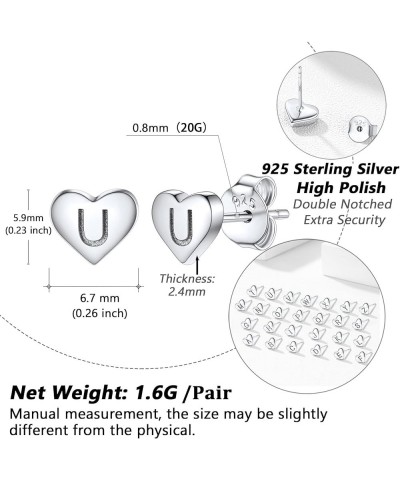 925 Sterling Silver Heart Letter Stud Earrings for Women Initial Earring for Girls with Gift Packaging U $10.06 Earrings