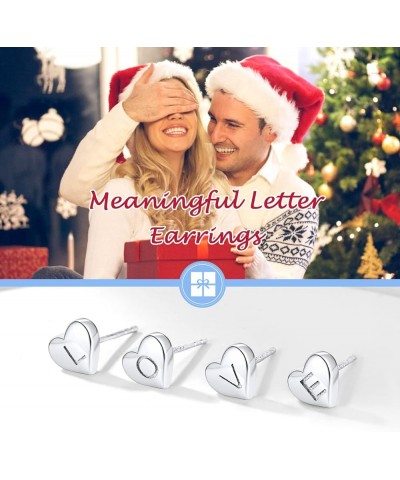 925 Sterling Silver Heart Letter Stud Earrings for Women Initial Earring for Girls with Gift Packaging U $10.06 Earrings