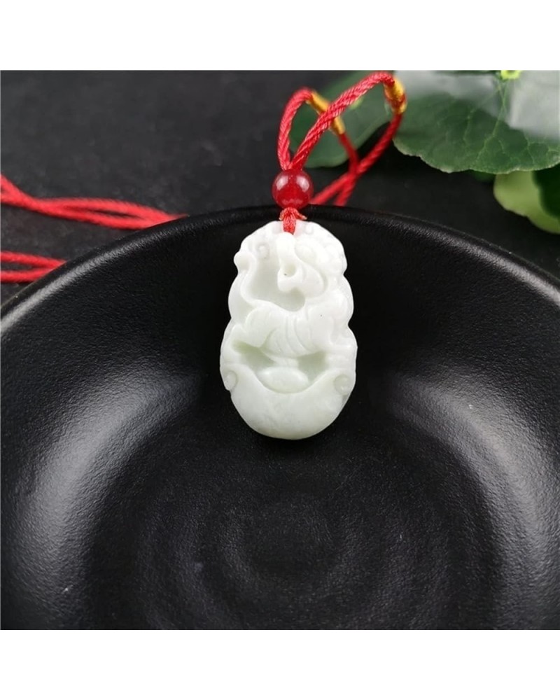 The Chinese Zodiac Carved Jade Pendant Necklace Charm Jewellery Fashion Women Accessories Lucky Amulet Gifts (Gem Color : She...