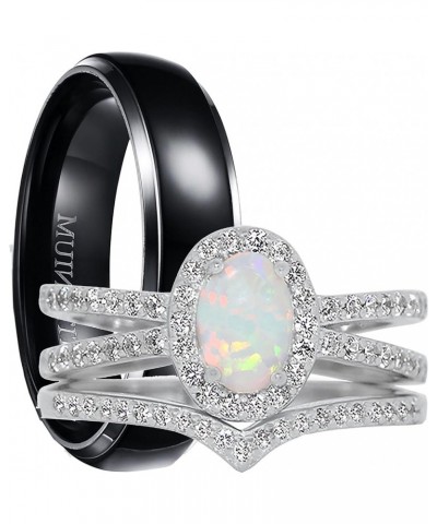 His and Her Wedding Set TRIO 3 PCS Matching Couples Rings Bridal Engagement Bands Set Him Her Her 05 - His 10 $39.90 Sets