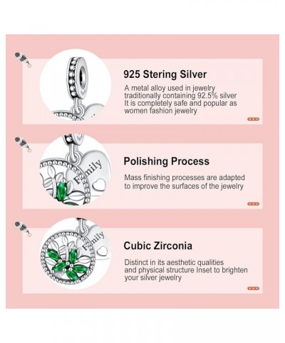 925 Sterling Silver Charms Mom Family Love 5A Cubic Zirconia fit European Bracelets Charms,Christmas Mother's Day Gift for Wo...