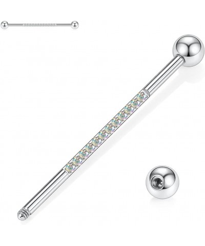 Industrial Bar Industrial Piercing Jewelry 14G Industrial Barbell Surgical Steel for Women Men With CZ/Pyramid/Cross Surface ...