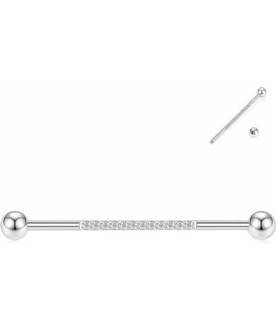 Industrial Bar Industrial Piercing Jewelry 14G Industrial Barbell Surgical Steel for Women Men With CZ/Pyramid/Cross Surface ...