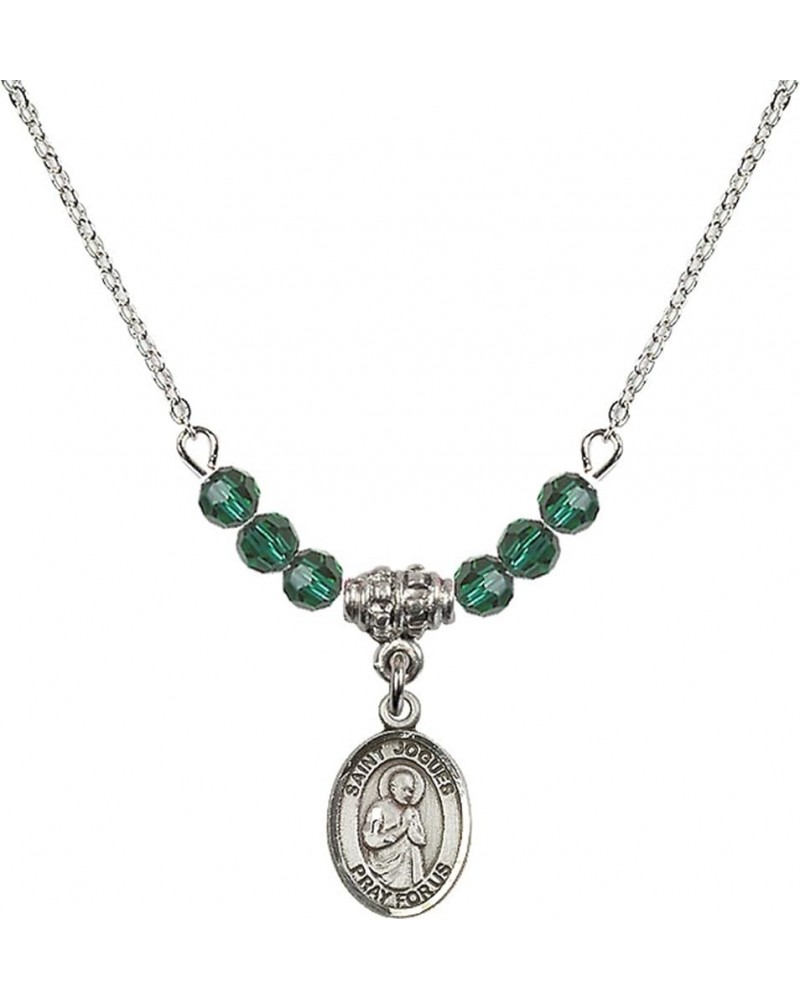 May Birth Month Bead Necklace with Catholic Patron Saint Petite Charm, 18 Inch Saint Isaac Jogues $32.51 Necklaces