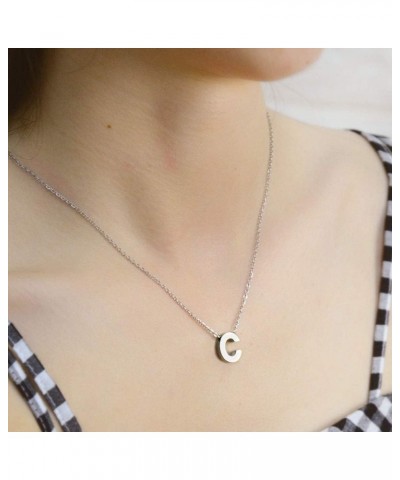 Initial Cubic Zirconia Necklace Jewelry Gifts for Girlfriend Women Adjustable Chain 18" + 2 Silver-C-Regular style $8.84 Neck...