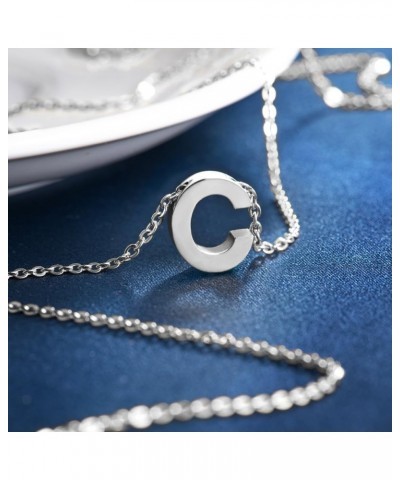 Initial Cubic Zirconia Necklace Jewelry Gifts for Girlfriend Women Adjustable Chain 18" + 2 Silver-C-Regular style $8.84 Neck...