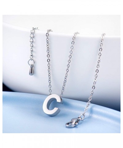 Initial Cubic Zirconia Necklace Jewelry Gifts for Girlfriend Women Adjustable Chain 18" + 2 Silver-C-Regular style $8.84 Neck...