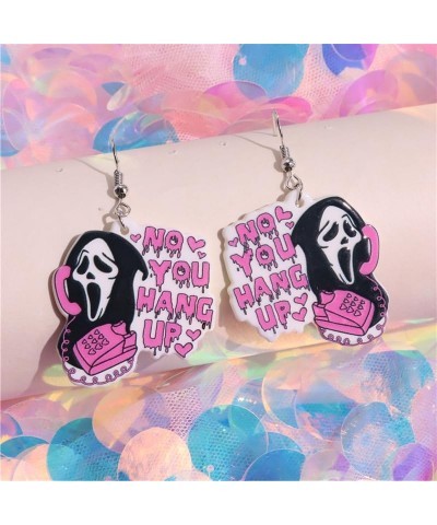 The skull of love Ghost Acrylic Earrings Halloween Stud Dangle Earrings,Horror Movie Earrings, Characters & Text Dangle Earri...