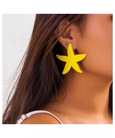 Starfish Gold Earrings for Women, 14k Gold Plated Star Statement Dainty Hypoallergenic Piercing Stud for Christmas Girls Birt...