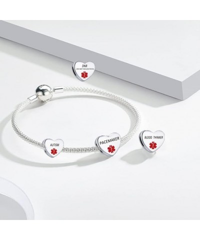 Sport Awareness Medical Alert Heart Charm for Charms Bracelet Emergency Engraved Medical Id Health Jewelry for Women Eliquis ...