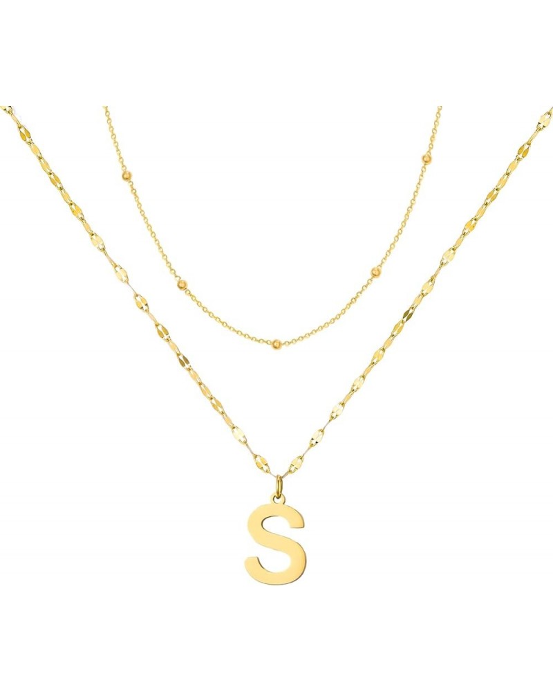 Gold Layer Necklace for Women Initial Necklaces for Women Letter Choker Satellite Chain Necklace Gifts for Women Teen Girls 1...