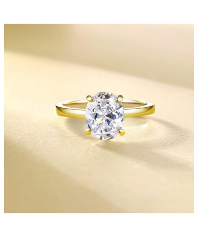 3CT | 2CT 18K Gold Plated Solitaire Engagement Rings for Women | Oval Cut Cubic Zirconia Wedding Promise Rings for Her | Jewe...