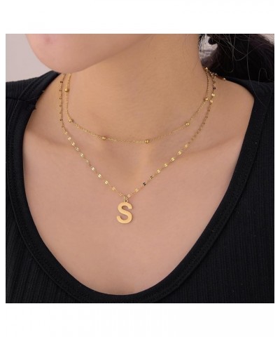 Gold Layer Necklace for Women Initial Necklaces for Women Letter Choker Satellite Chain Necklace Gifts for Women Teen Girls 1...