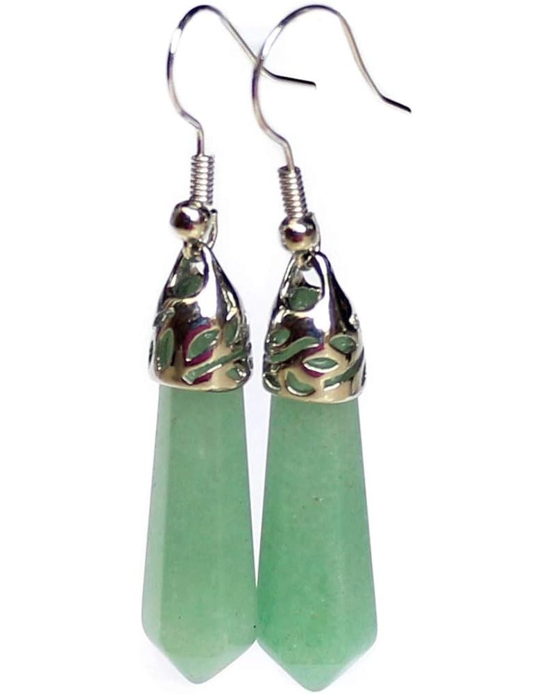 Natural Gemstone Earrings Bullet Healing Point Crystal 7 Chakra Dangle Earrings Xmas Gift Green Aventurine $11.52 Earrings