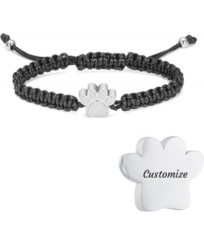 Paw Print Cremation Urns Bracelet for Ashes Adjustable Braided Rope Keepsake Bangle Jewelry for Women Men Memorial Bracelet f...