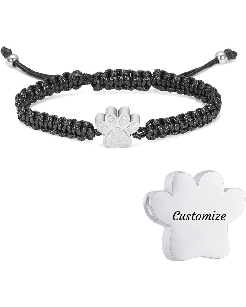 Paw Print Cremation Urns Bracelet for Ashes Adjustable Braided Rope Keepsake Bangle Jewelry for Women Men Memorial Bracelet f...