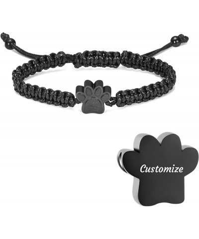 Paw Print Cremation Urns Bracelet for Ashes Adjustable Braided Rope Keepsake Bangle Jewelry for Women Men Memorial Bracelet f...