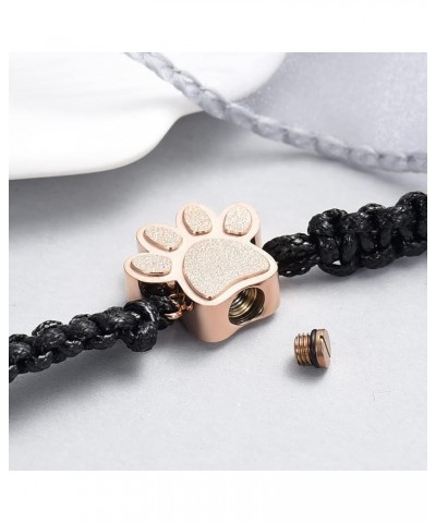 Paw Print Cremation Urns Bracelet for Ashes Adjustable Braided Rope Keepsake Bangle Jewelry for Women Men Memorial Bracelet f...