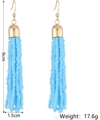 Handmade Beaded Tassel Earrings - Boho Drop Fringe Earrings for Women Girls, Native American Indian Earrings Short White $9.0...