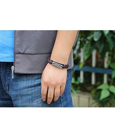 Cross Leather Bracelet Cross Style Multi Layer Design Stainless Steel Fashion Men's Leather Bracelet Classic Gift For Men 2 D...