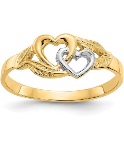 Solid 14k Yellow and White Gold Two Tone Double Heart Cut-Out Ring (7mm) $87.71 Bracelets