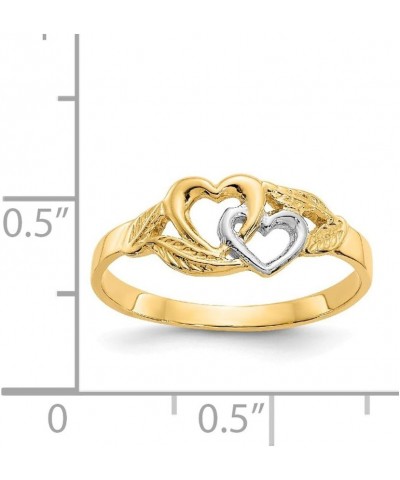 Solid 14k Yellow and White Gold Two Tone Double Heart Cut-Out Ring (7mm) $87.71 Bracelets