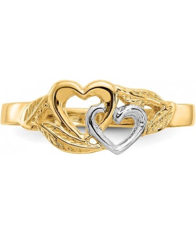 Solid 14k Yellow and White Gold Two Tone Double Heart Cut-Out Ring (7mm) $87.71 Bracelets