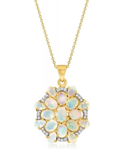 Opal and .10 ct. t.w. White Topaz Fancy Cluster Pendant Necklace in 18kt Gold Over Sterling. 18 inches $61.05 Necklaces