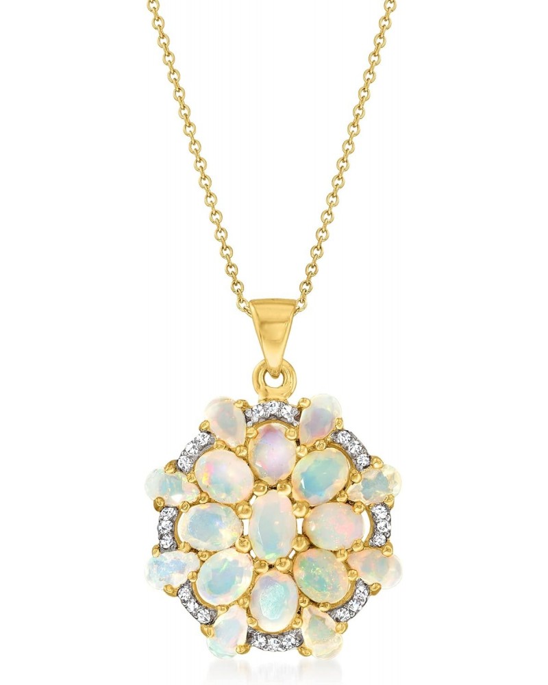 Opal and .10 ct. t.w. White Topaz Fancy Cluster Pendant Necklace in 18kt Gold Over Sterling. 18 inches $61.05 Necklaces