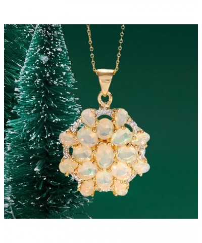 Opal and .10 ct. t.w. White Topaz Fancy Cluster Pendant Necklace in 18kt Gold Over Sterling. 18 inches $61.05 Necklaces