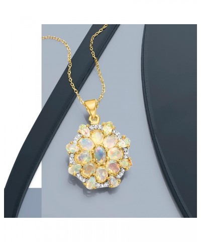 Opal and .10 ct. t.w. White Topaz Fancy Cluster Pendant Necklace in 18kt Gold Over Sterling. 18 inches $61.05 Necklaces